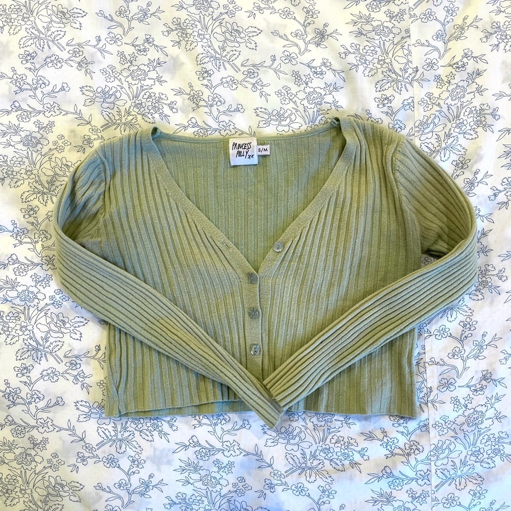 Princess Polly Green Cropped Cardigan